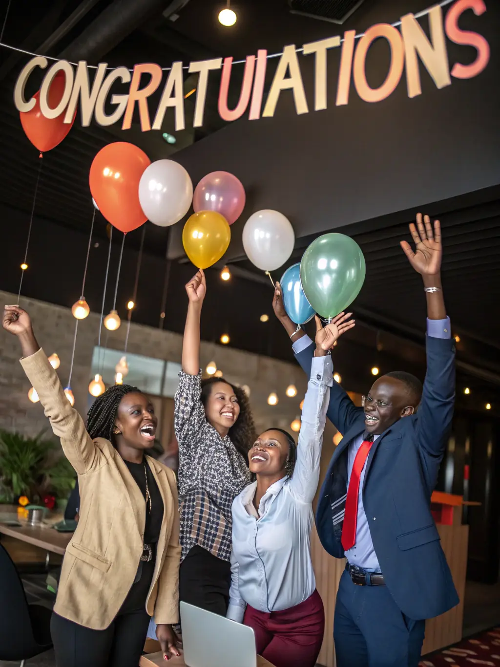 A business owner is celebrating with their team after a successful business sale, symbolizing the achievement of a profitable exit.